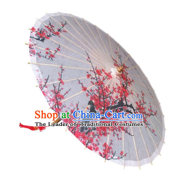 Handmade China Traditional Folk Dance Umbrella Printing Red Plum Blossom Oil-paper Umbrella Stage Performance Props Umbrellas