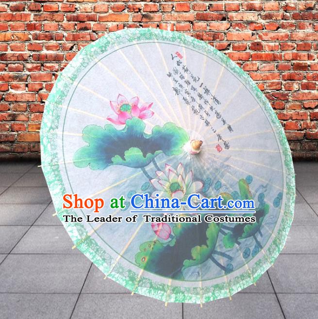 China Traditional Folk Dance Paper Umbrella Hand Painting Lotus Oil-paper Umbrella Stage Performance Props Umbrellas