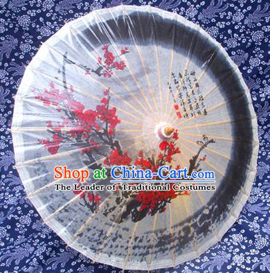 Handmade China Traditional Folk Dance Umbrella Ink Painting Red Plum Blossom Oil-paper Umbrella Stage Performance Props Umbrellas