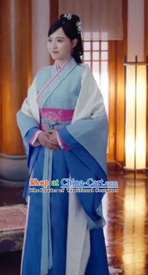 Traditional Chinese Ancient Han Dynasty Royal Princess Embroidered Dress Clothing for Women
