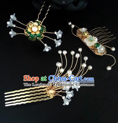 Traditional Handmade Chinese Ancient Classical Hair Accessories Hairpins Golden Hair Comb for Women