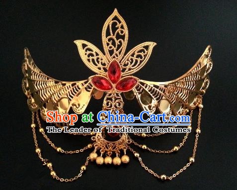 Traditional Handmade Chinese Ancient Classical Hair Accessories Hairpins Golden Phoenix Coronet for Women