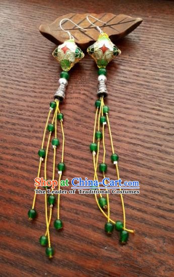 Traditional Chinese Handmade Cloisonn Eardrop Ancient Palace Lady Princess Hanfu Classical Earrings for Women