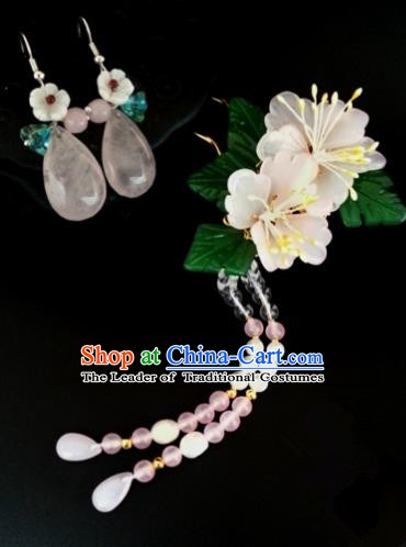 Handmade Traditional Chinese Classical Hair Accessories Ancient Tassel Hairpins and Earrings for Women