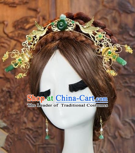 Chinese Ancient Handmade Classical Wedding Hair Accessories Phoenix Coronet Xiuhe Suit Bride Hairpins for Women