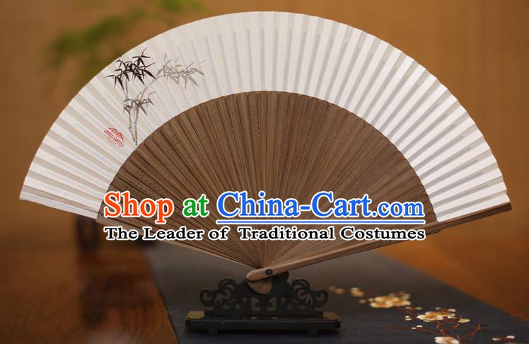 Traditional Chinese Crafts Printing Bamboo Folding Fan, China Handmade Xuan Paper Fans for Women