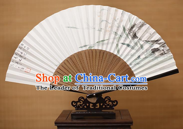Traditional Chinese Crafts Classical Paper Folding Fan, China Handmade Painting Daffodil Fans for Women