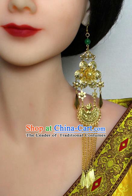 Traditional Chinese Handmade Jewelry Accessories Xiuhe Suit Bride Earrings Hanfu Tassel Eardrop for Women