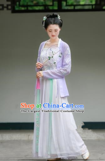 Chinese Traditional Song Dynasty Purple Costumes Ancient Maidenform Hanfu Dress for Women