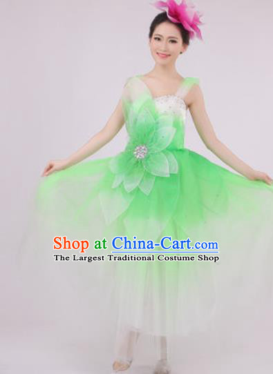 Top Grade Chorus Costume Modern Dance Stage Performance Green Peony Dress for Women