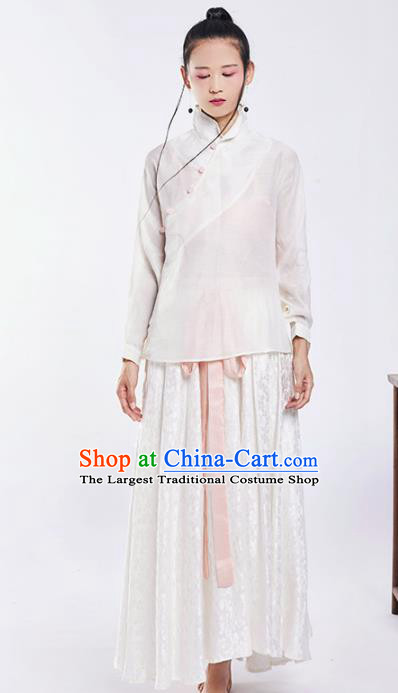 Chinese National Costume Traditional Silk Tang Suit Blouse and Skirt for Women