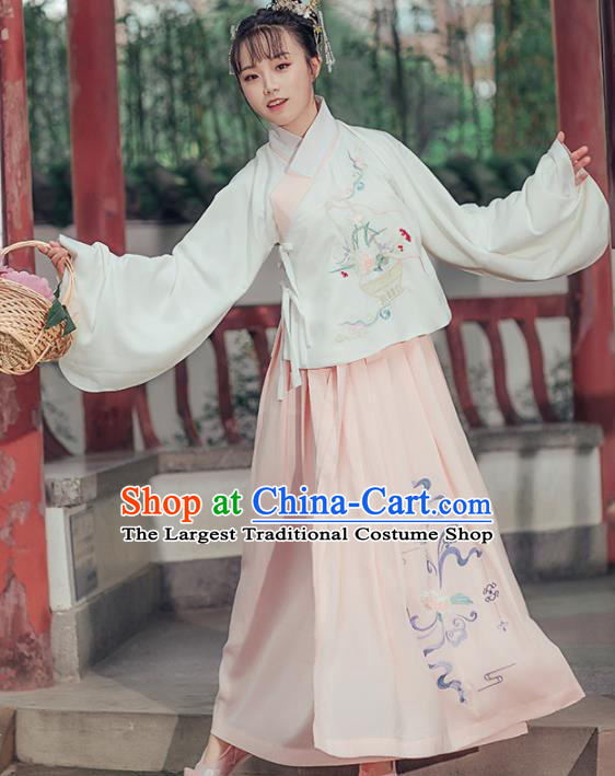 Chinese Ancient Embroidered Costumes Traditional Ming Dynasty Nobility Lady Hanfu Dress for Women