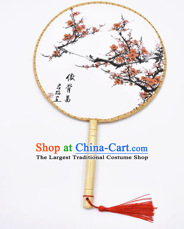 Chinese Ancient Palace Fans Handmade Hanfu Printing Round Fans for Women