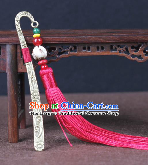 Chinese Ancient Accessories Traditional Rosy Tassel Bookmark