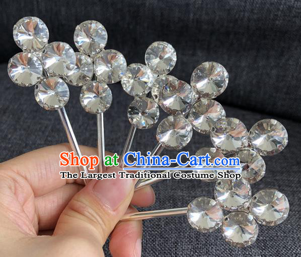 Chinese Traditional Peking Opera Diva Hair Accessories Ancient Princess Red Crystal Hairpins for Women