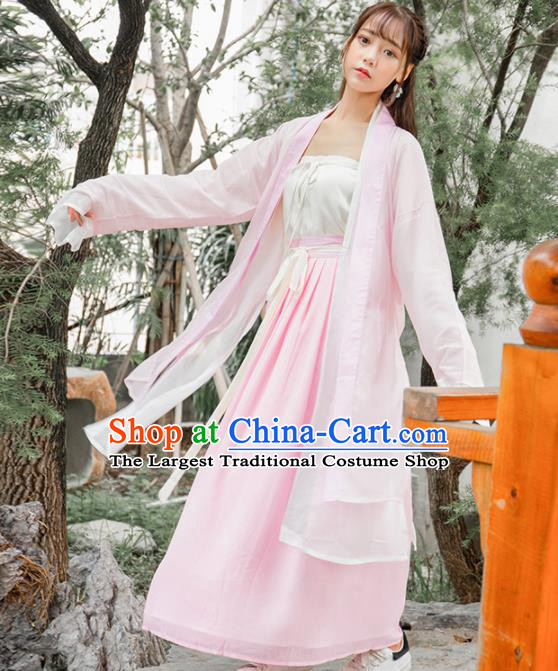 Ancient Chinese Song Dynasty Historical Costumes Palace Lady Pink Hanfu Dress for Women