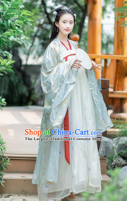 Ancient Chinese Tang Dynasty Historical Costumes Imperial Consort Embroidered Hanfu Dress for Women