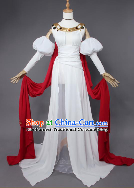 Top Grade Cosplay Princess Costumes Ancient Swordswoman White Dress for Women