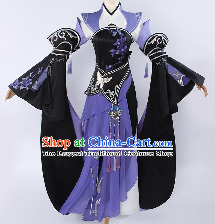 Top Grade Cosplay Princess Costumes Chinese Ancient Swordswoman Purple Dress for Women