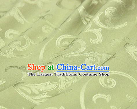 Asian Chinese Traditional Jacquard Silk Fabric Ancient Hanfu Green Brocade Fabric Drapery Material