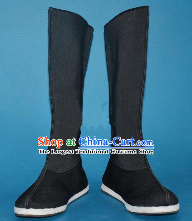Chinese Traditional Beijing Opera Shoes Ancient Song Dynasty Swordsman Black Boots for Men