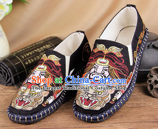 Chinese National Shoes Traditional Black Cloth Shoes Embroidery Multi-layered Shoes for Men