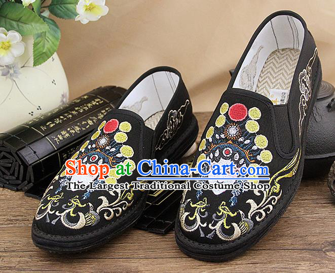 Chinese National Shoes Traditional Martial Arts Cloth Shoes Embroidery Facial Makeup Shoes for Men