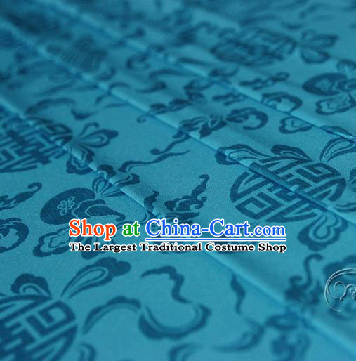 Asian Chinese Traditional Blue Silk Fabric Ancient Hanfu Jacquard Brocade Fabric Drapery Material