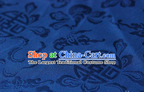 Asian Chinese Traditional Deep Blue Silk Fabric Ancient Hanfu Jacquard Brocade Fabric Drapery Material