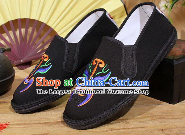 Chinese National Shoes Traditional Embroidery Martial Arts Cloth Shoes Black Shoes for Men