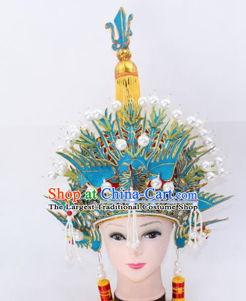 Chinese Traditional Peking Opera Pantaloon Phoenix Helmet Ancient Female General Hat for Women