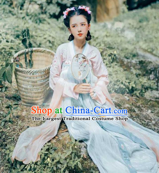 Traditional Chinese Ancient Peri Hanfu Dress Tang Dynasty Princess Embroidered Costumes for Women