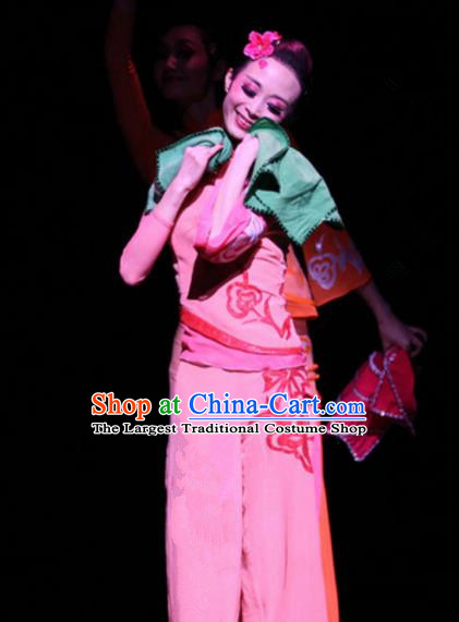 Chinese Traditional Classical Dance Costumes Folk Dance Pink Clothing for Women