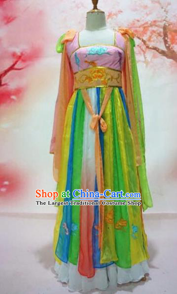 Traditional Chinese Tang Dynasty Historical Costumes Ancient Court Maid Embroidered Hanfu Dress for Women