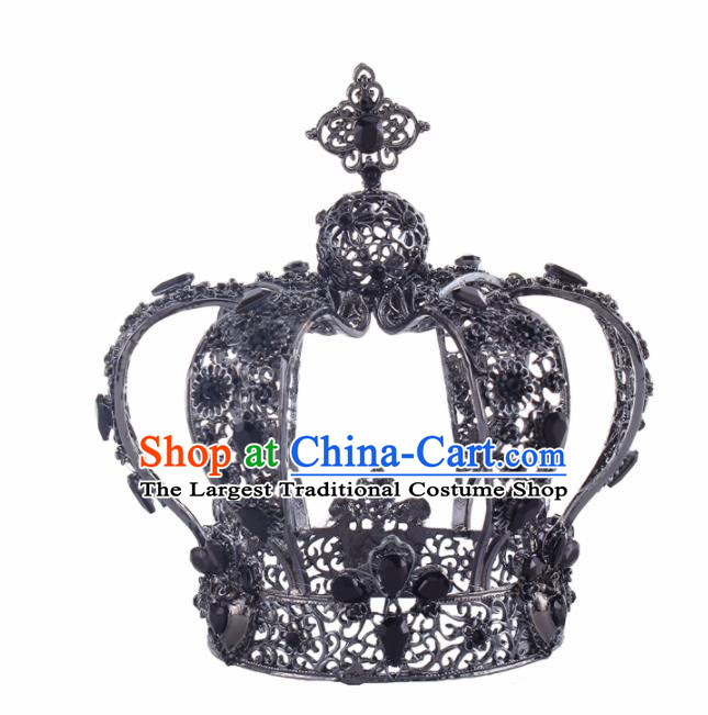 Baroque Style Bride Hair Accessories Queen Retro Round Royal Crown for Women