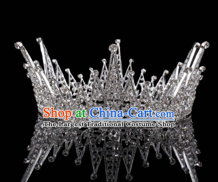 Baroque Wind Hair Accessories Bride Retro Crystal Round Royal Crown for Women