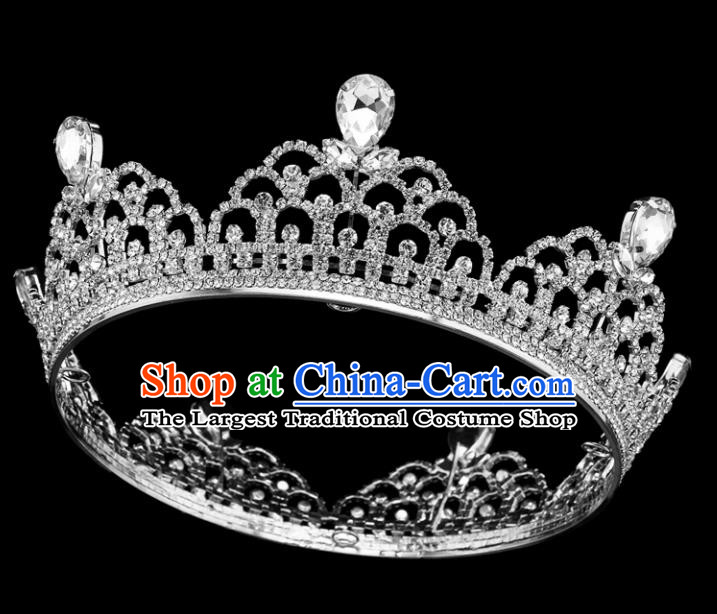Top Grade Baroque Style Round Royal Crown Bride Retro Wedding Hair Accessories for Women