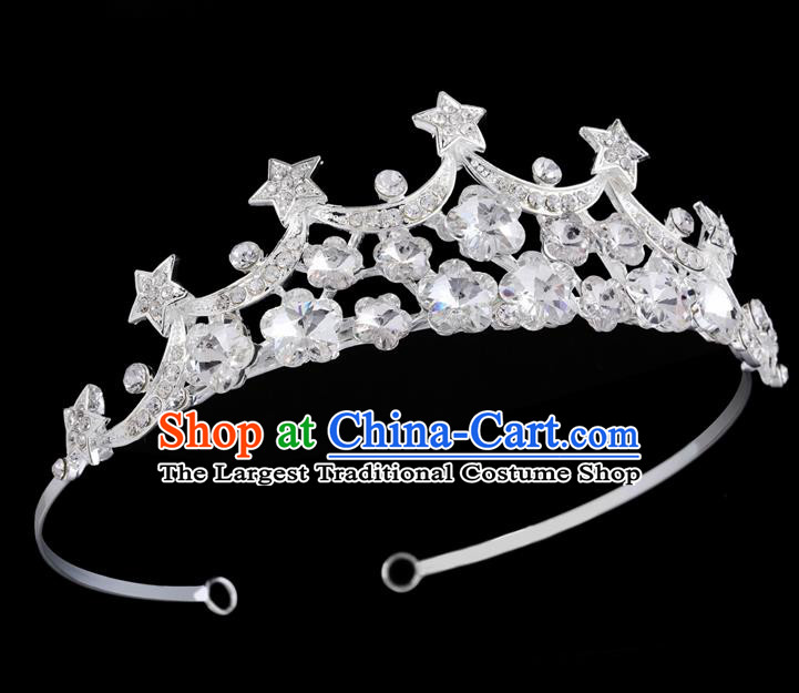 Handmade Top Grade Baroque Crystal Stars Hair Clasp Royal Crown Bride Retro Wedding Hair Accessories for Women