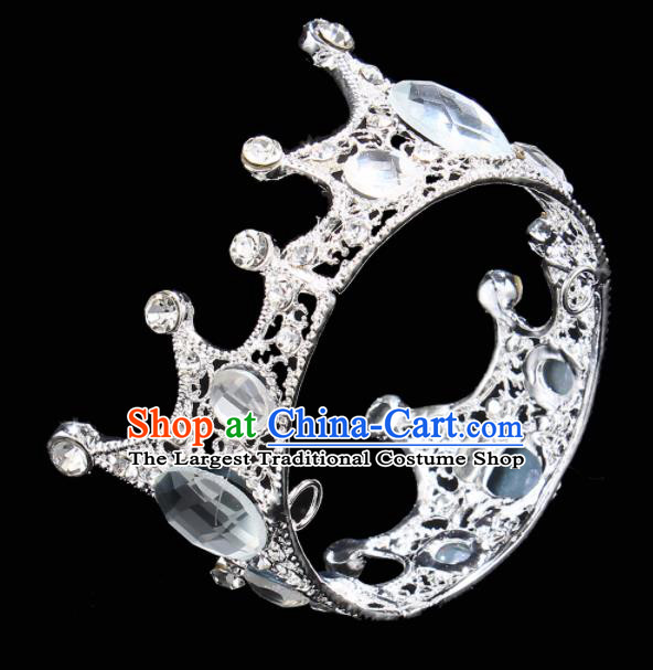 Handmade Top Grade Wedding Little Round Crystal Royal Crown Baroque Queen Retro Hair Accessories for Women