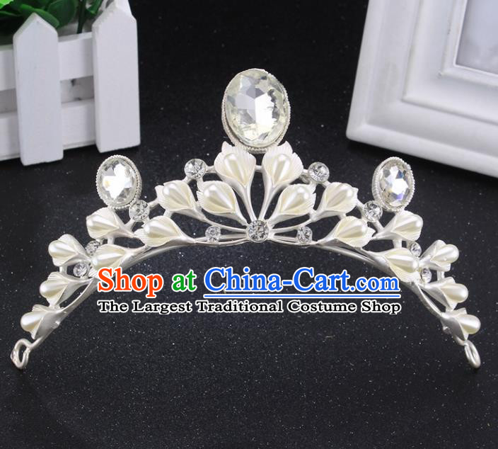 Handmade Bride Wedding Hair Jewelry Accessories Baroque Queen Crystal Pearls Royal Crown for Women