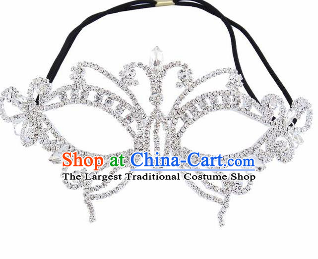 Handmade Halloween Accessories Zircon Butterfly Face Mask Venice Fancy Ball Crystal Masks for Women