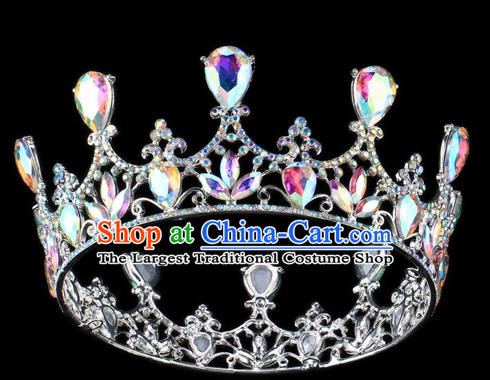 Top Grade Baroque Court Princess Round Royal Crown Wedding Bride Hair Accessories for Women