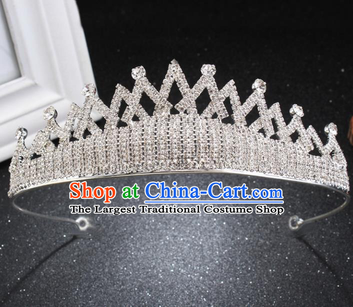 Top Grade Queen Royal Crown Retro Baroque Wedding Bride Crystal Hair Accessories for Women