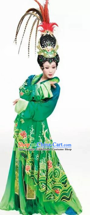 Chinese Han Dynasty Imperial Consort Diau Charn Embroidered Costumes Ancient Palace Green Hanfu Dress for Women