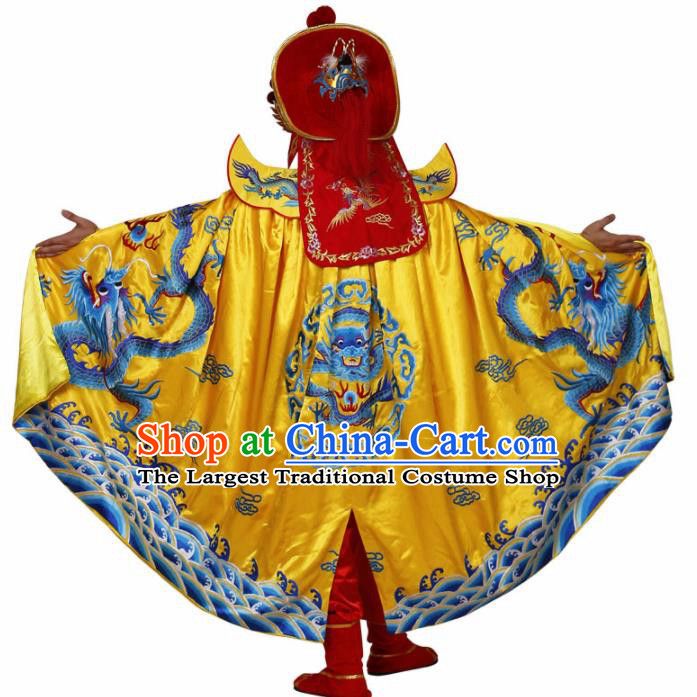 Traditional Chinese Beijing Opera Costume Sichuan Opera Changing Faces Embroidered Yellow Cloak for Men