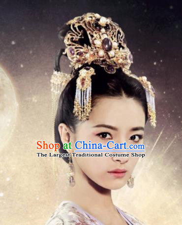 Chinese Ancient Imperial Consort Hair Accessories Tang Dynasty Phoenix Coronet Hairpins for Women