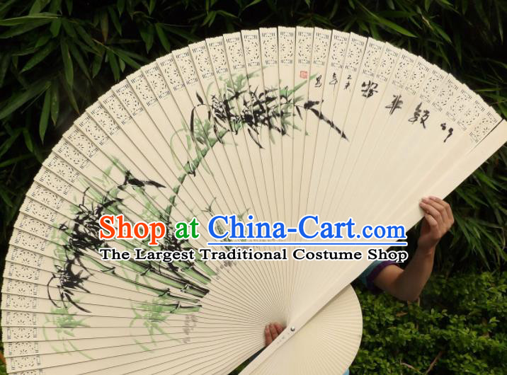 Chinese Traditional Wood Fans Decoration Crafts Handmade Printing Bamboo Folding Fans