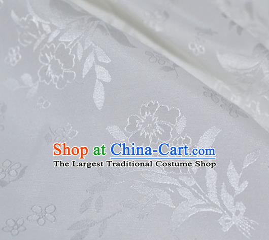 Asian Chinese Fabric Traditional Flowers Pattern Design White Brocade Fabric Chinese Costume Silk Fabric Material