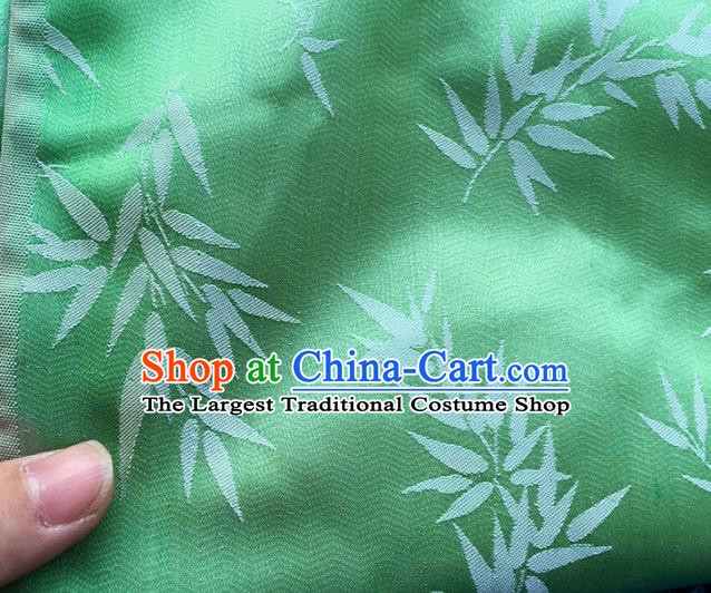 Asian Chinese Fabric Traditional Bamboo Pattern Design Green Linen Brocade Fabric Chinese Costume Silk Fabric Material