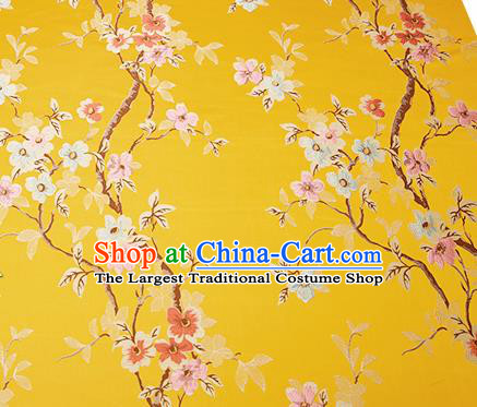 Chinese Traditional Yellow Brocade Fabric Asian Pattern Design Satin Cushion Silk Fabric Material